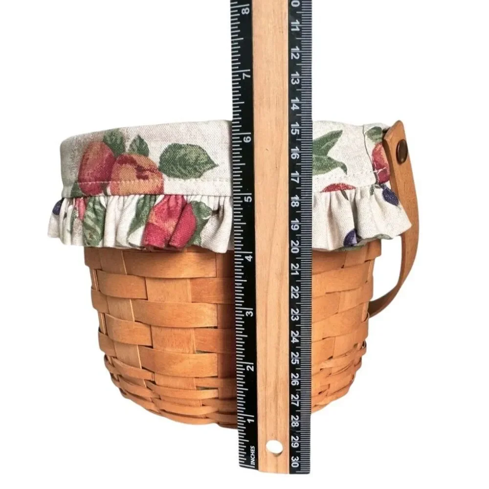 Longaberger Fruit Medley Basket w Handle incl Fabric Liner & Plastic Protector
